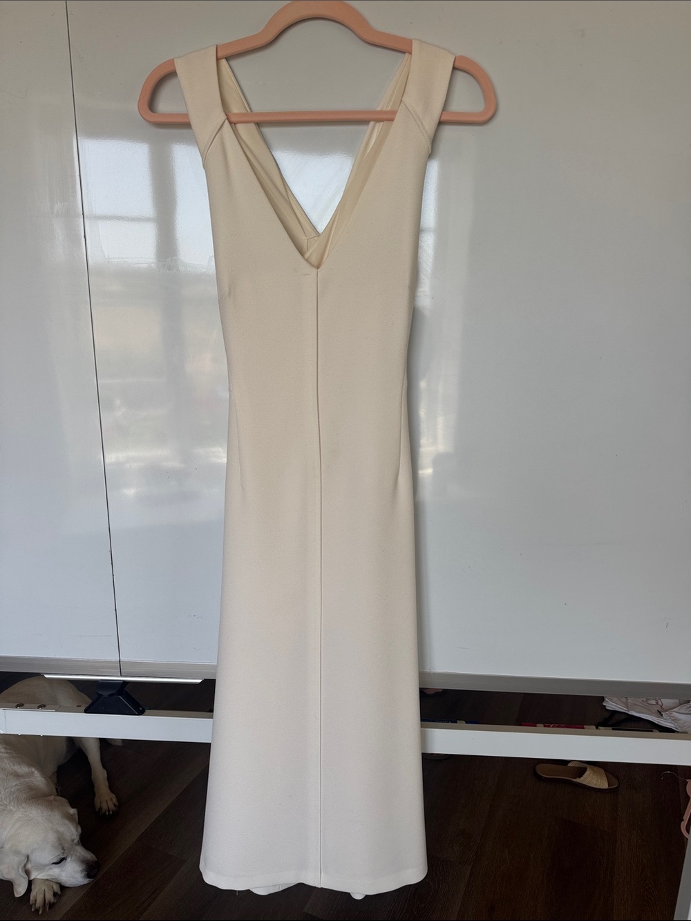 Club Monaco Cream V‑Neck Sleeveless Maxi Dress